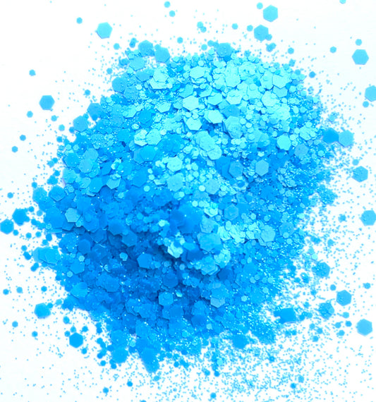 African Sky - Chunky Mix Neon Blue Glitter