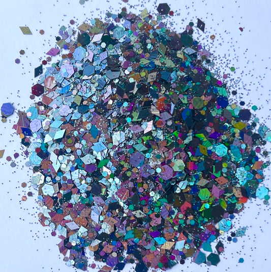 Deadly Nightshade - Chunky Diamond and Hexagon Shape Mix Black Holographic Glitter