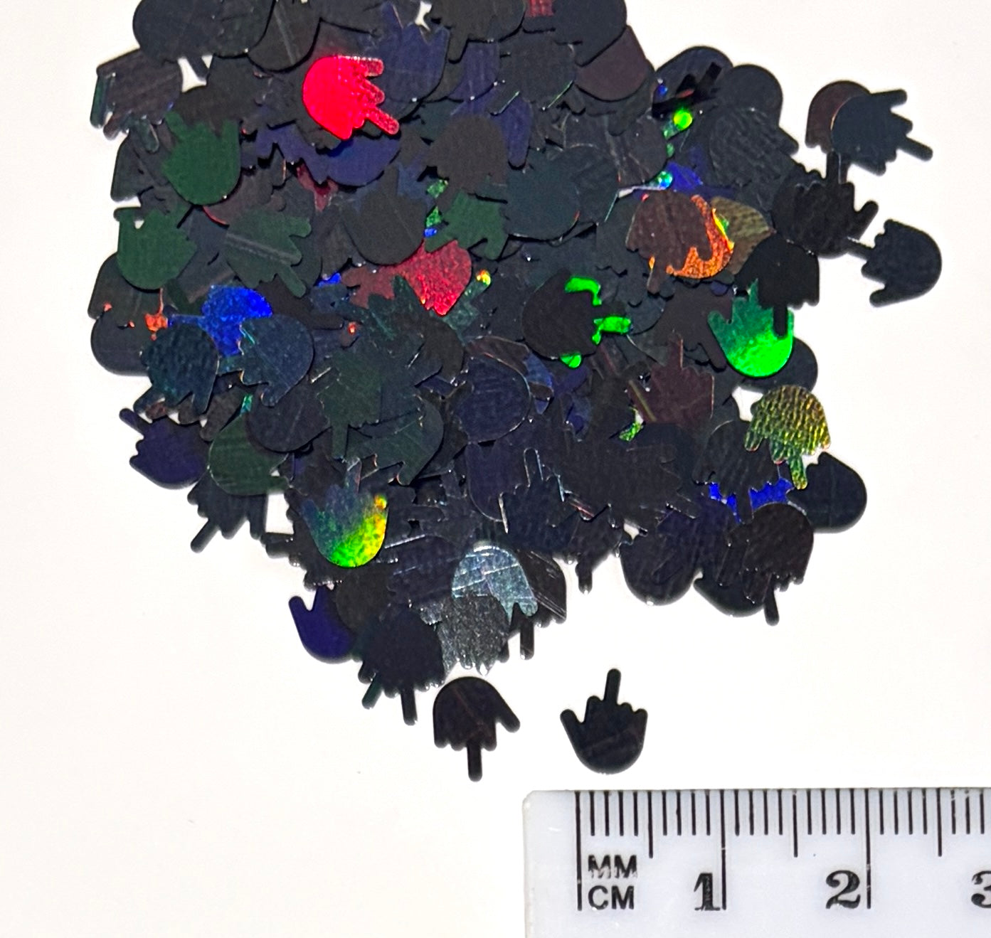 Middle Finger Holographic Black Glitter Shapes/Confetti