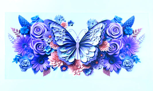 Purple Butterfly 16oz UVDTF Cup/Tumbler Vinyl Wrap/Decal