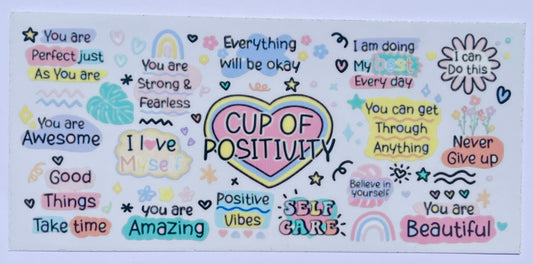 Cup Of Positivity 16oz UVDTF Cup/Tumbler Vinyl Wrap/Decal