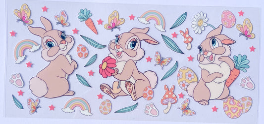 Bunny and Carrots 16oz UVDTF Cup/Tumbler Vinyl Wrap/Decal