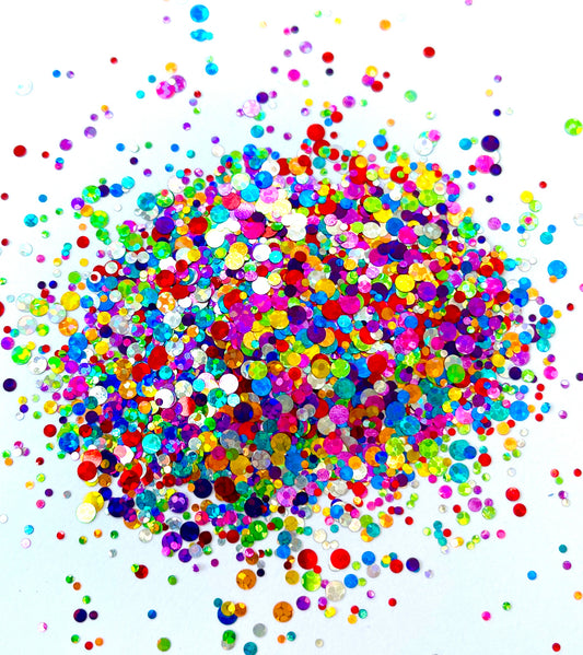 Broken Colours - Round Chunky Multicoloured Holographic Glitter