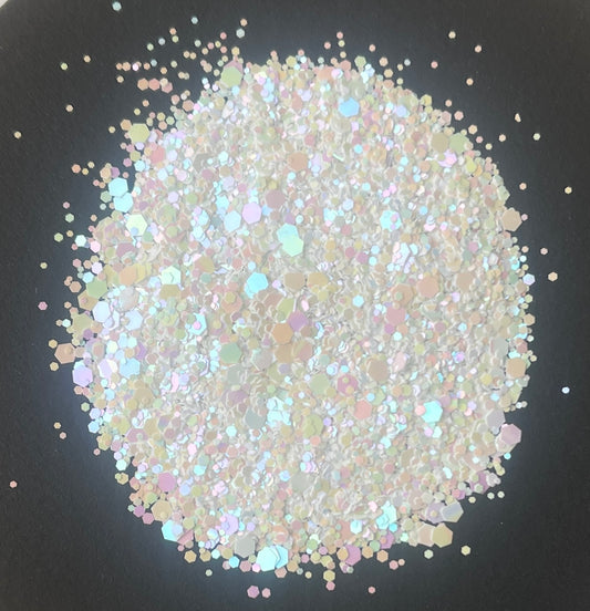White Pearl - Chunky Mix White and Pink Pearlescent Glitter