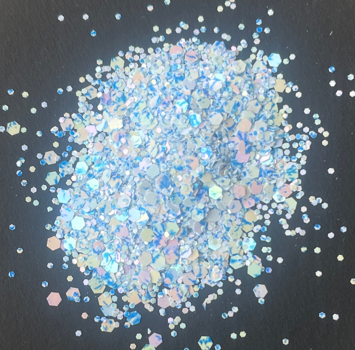 Glory Of The Snow - Chunky Mix Blue, White and Pink Glitter