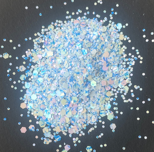 Glory Of The Snow - Chunky Mix Blue, White and Pink Glitter