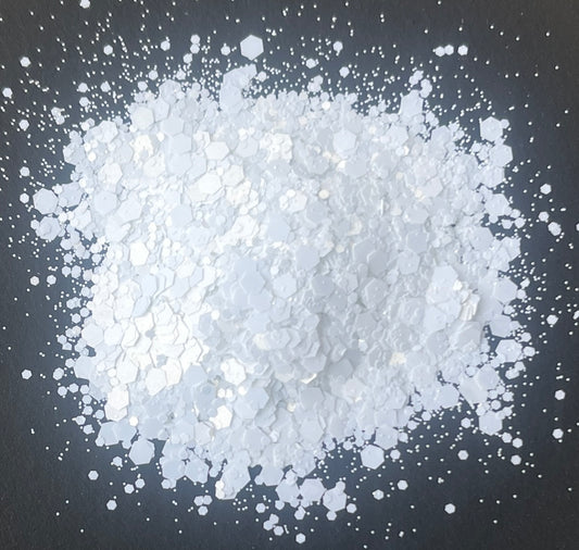 Snowdrop - Chunky Mix Matte White Glitter