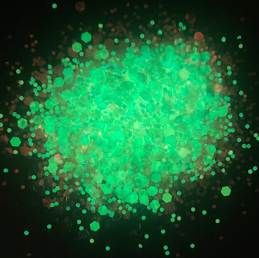 Night Phlox - Chunky Mix White/Green Glow In The Dark Glitter