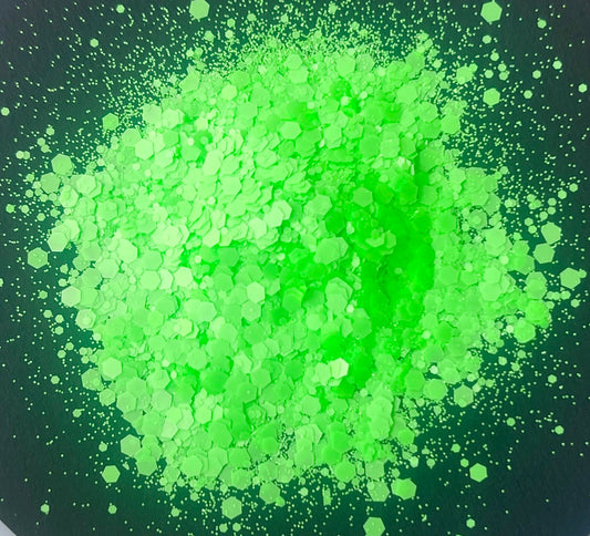 Mediterranean Spurge - Chunky Mix Neon Green Glitter