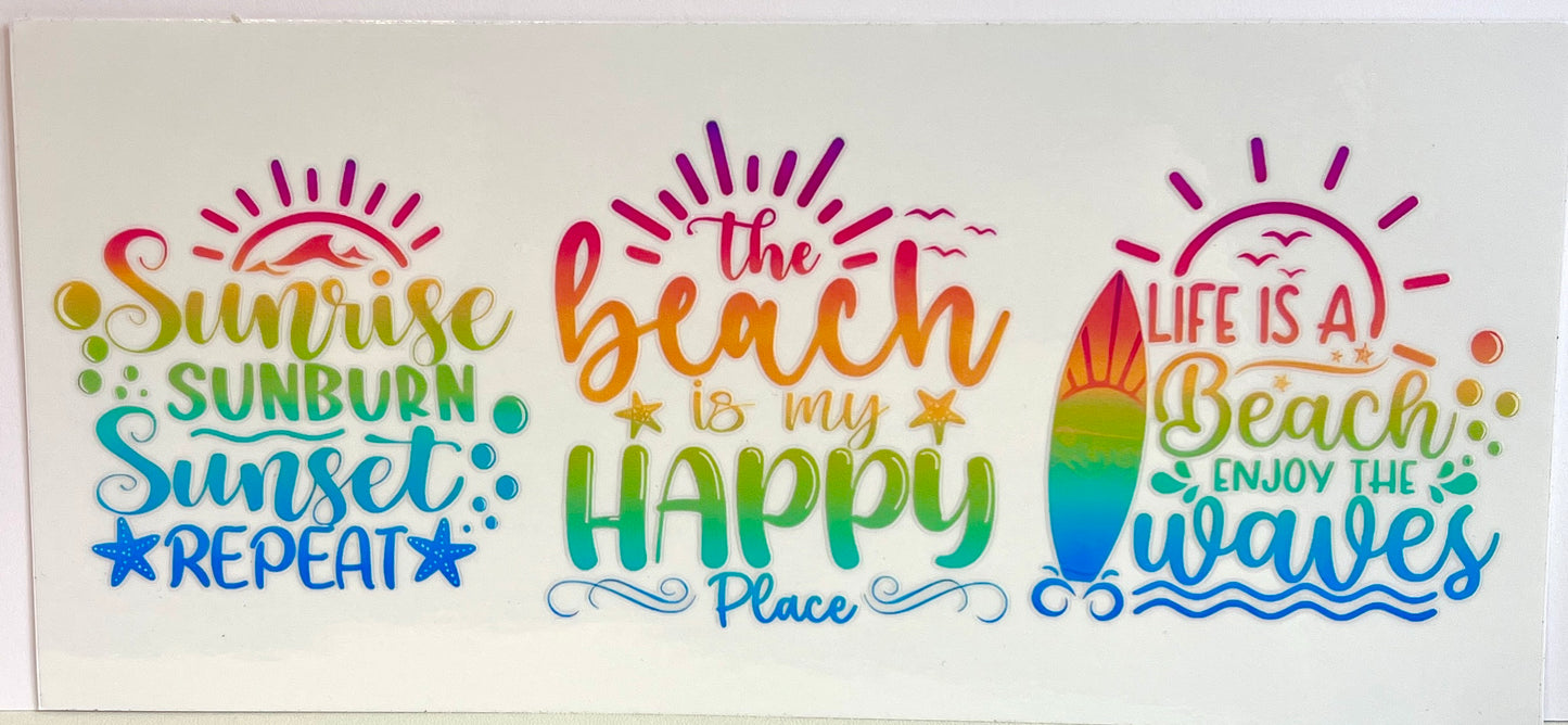 Beach Slogans 4 16oz UVDTF Cup/Tumbler Vinyl Wrap/Decal