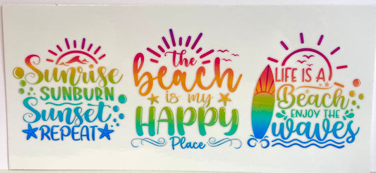 Beach Slogans 4 16oz UVDTF Cup/Tumbler Vinyl Wrap/Decal