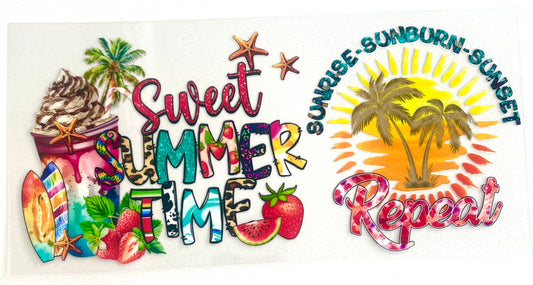 Sweet Summer Time 16oz UVDTF Cup/Tumbler Vinyl Wrap/Decal