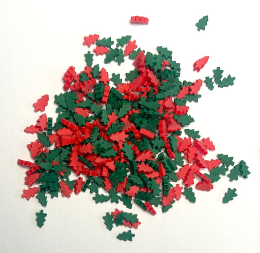 5mm Green and Red Christmas Trees Clay Slices - 20g Bag