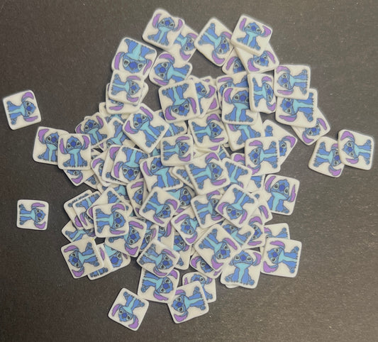 5mm Blue Alien Polymer Clay Slices - 20g Bag