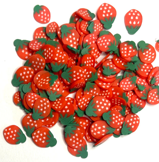 5mm Strawberry Polymer Clay Slices - 20g Bag