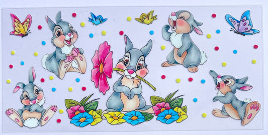 Grey Rabbit 16oz UVDTF Cup/Tumbler Vinyl Wrap/Decal