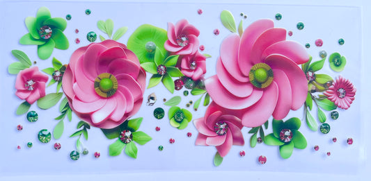 16oz UVDTF Cup/Tumbler Vinyl Wrap/Decal - FLOWERS02