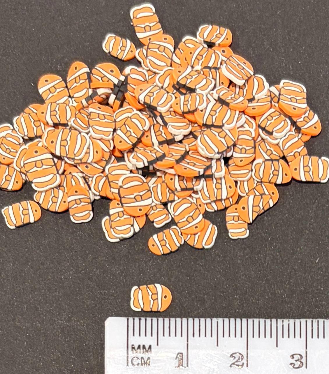 Orange and White Fish Polymer Clay Slices - 20g Bag