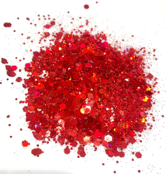 Lady Campbell - Chunky Mix Red Holographic Glitter
