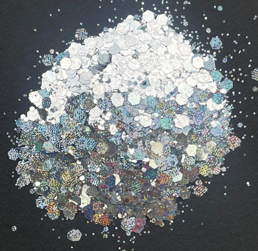Silver Falls - Chunky Mix Silver Holographic Glitter