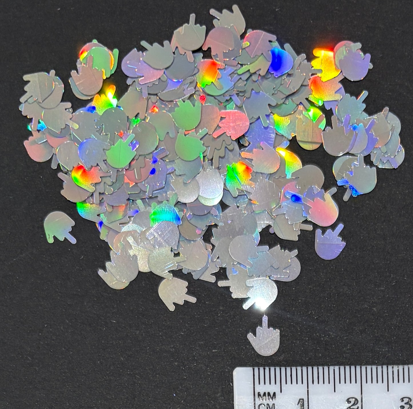 Middle Finger Holographic Silver Glitter Shapes/Confetti
