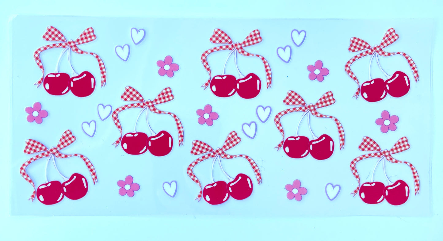 Cherries, Hearts & Flowers 16oz Tumbler Vinyl Wrap/Decal