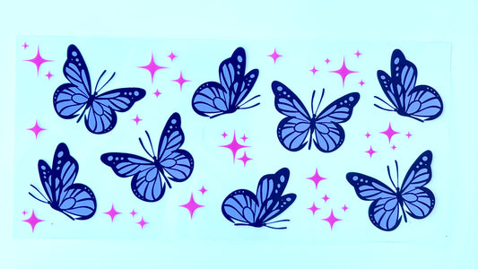 Purple Butterflies and Pink Stars 16oz Tumbler Vinyl Wrap/Decal