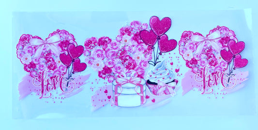 Pink Flowers and Balloons 16oz Tumbler Vinyl Wrap/Decal