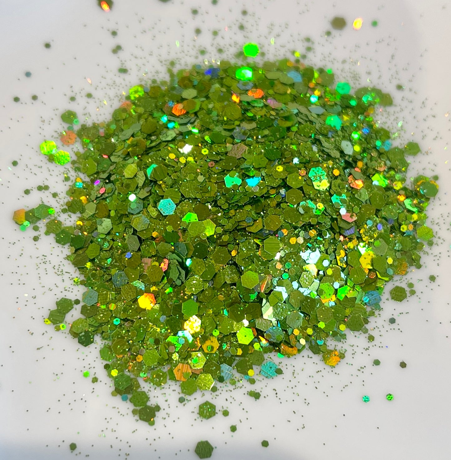 Chunky Mix Holographic Glitter in Green Star