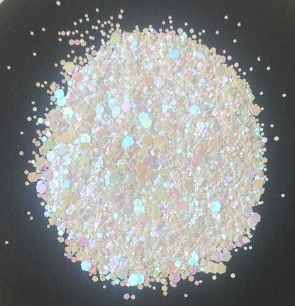White Pearl - Chunky Mix White and Pink Pearlescent Glitter