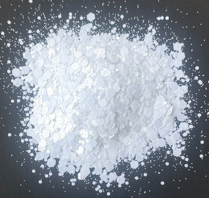 Snowdrop - Chunky Mix Matte White Glitter