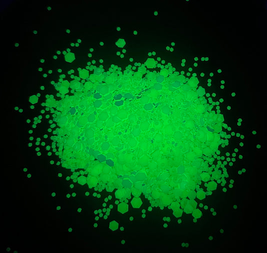Lime Zinger - Chunky Mix Green Glow In The Dark Glitter