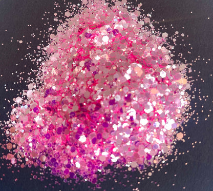Love In A Mist - Chunky/Fine Mix Hot Pink High Shine Glitter