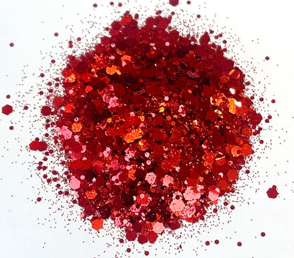 Cherry Pops - Chunky/Fine Mix Of Red Metallic Glitter