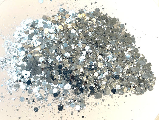 Silver Falls - Chunky Mix Silver Metallic Glitter