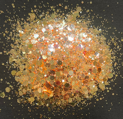 Terribly Tangerine - Chunky/Fine Mix Orange/Gold Diamond Flash Glitter