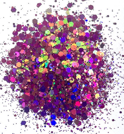 Twist & Shout - Chunky/Fine Mix Holographic Green/Dark Pink/Blue Colour Shift Glitter
