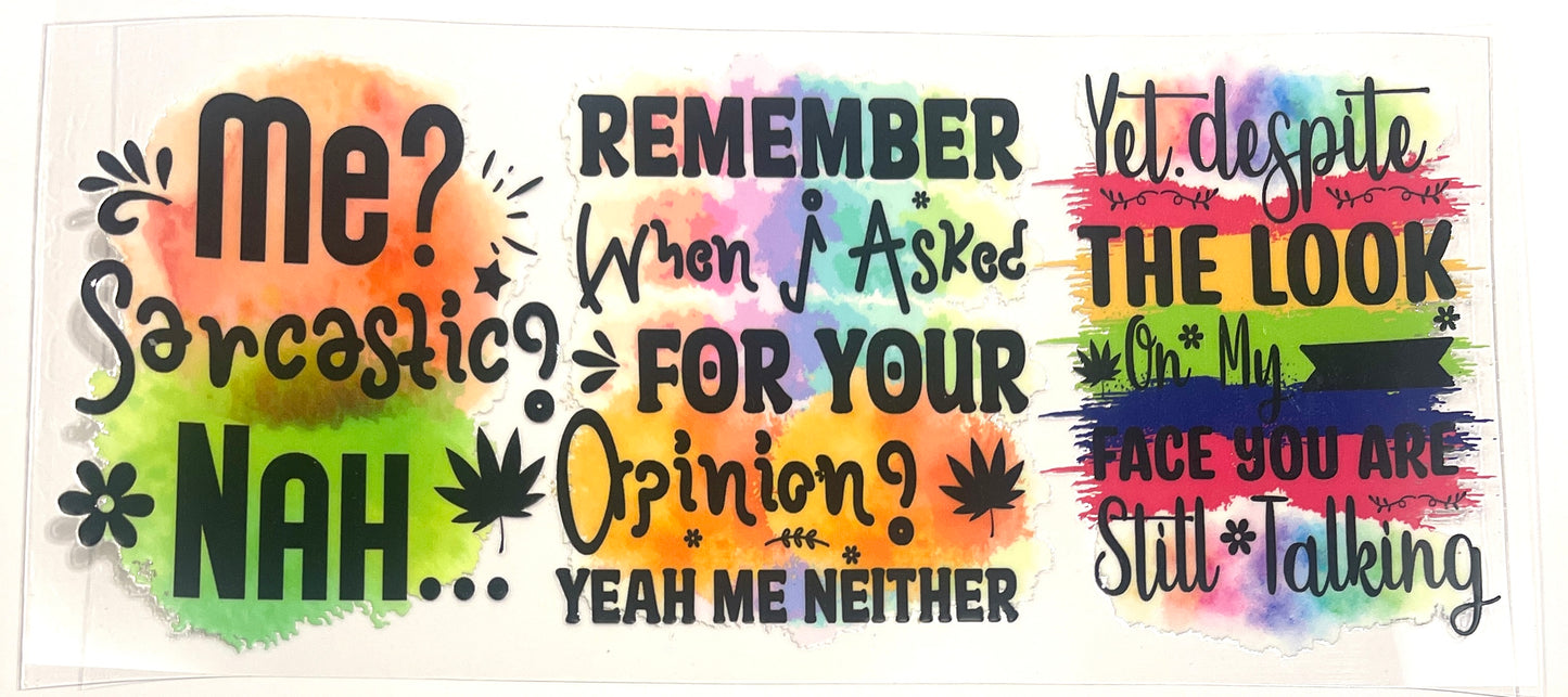 16oz UVDTF Cup/Tumbler Vinyl Wrap/Decal