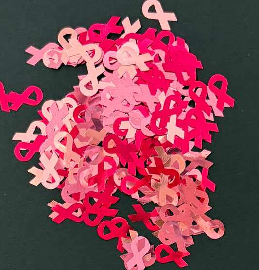 Breast Cancer Awareness Pink Ribbon Glitter Shapes/Confetti