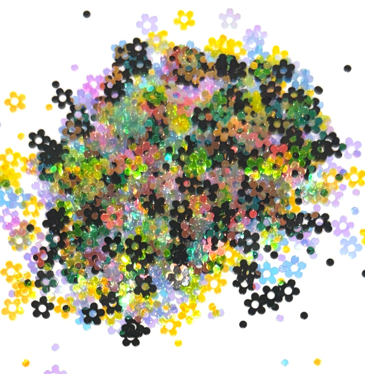 Multicoloured Iridescent Mini Flowers Glitter Shapes/Confetti