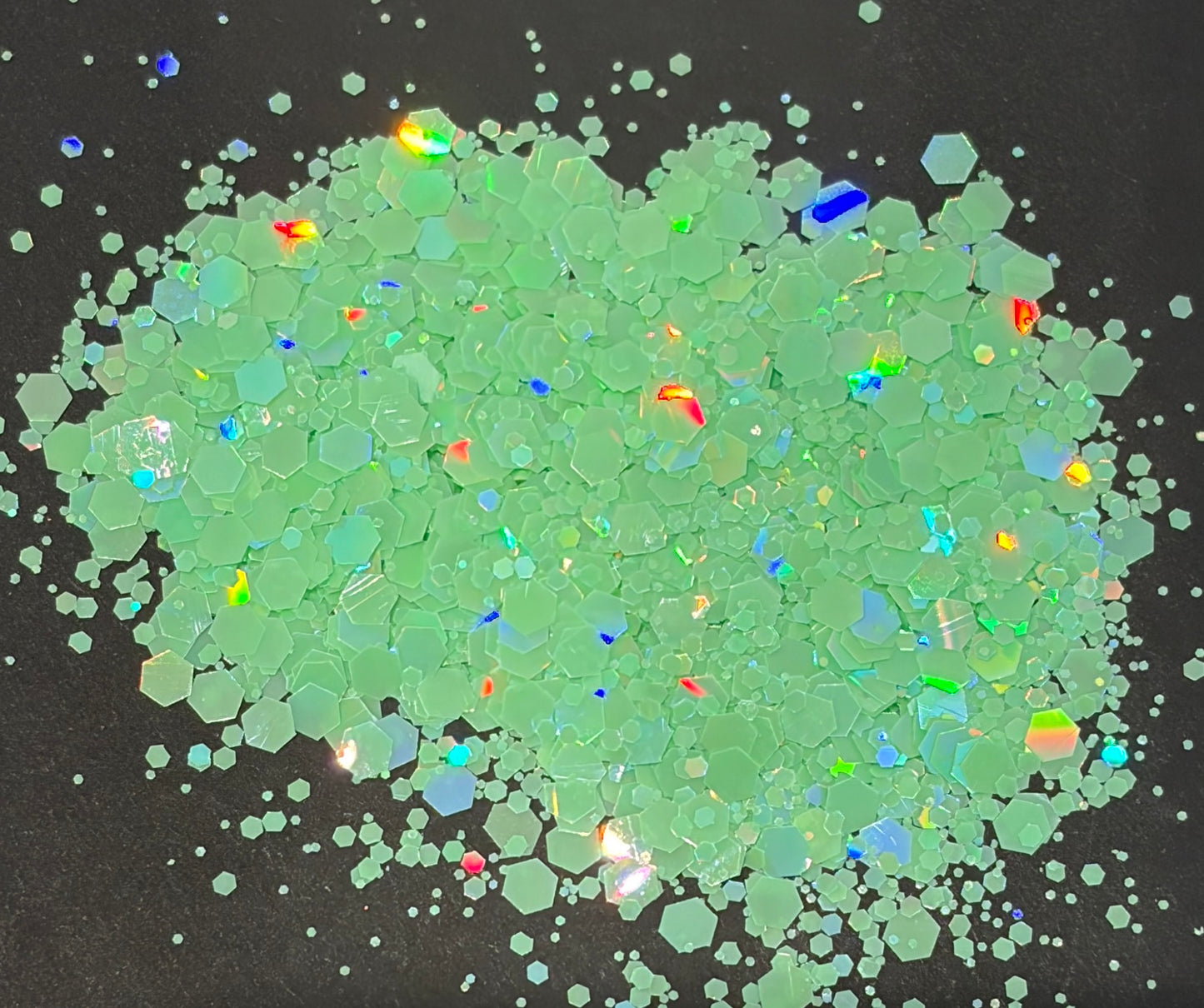 Queen Anne's Lace- Chunky/Fine Mix Green Glitter