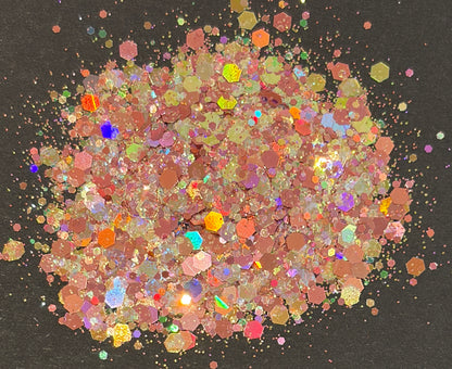 Julia Rose -  Chunky/Fine Mix Gold and Blush Holographic Glitter