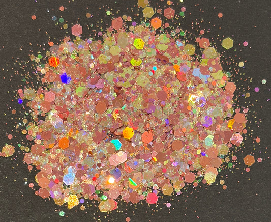 Julia Rose -  Chunky/Fine Mix Gold and Blush Holographic Glitter