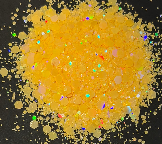Cape Daisy -  Chunky/Fine Mix Orange Holographic Glitter