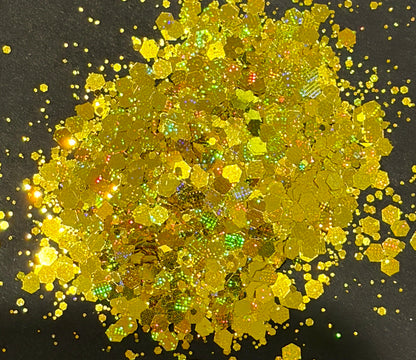 Sunflower -  Chunky/Fine Mix Holographic Yellow/Gold Glitter