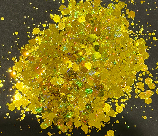 Sunflower -  Chunky/Fine Mix Holographic Yellow/Gold Glitter
