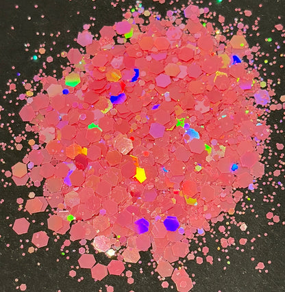 Rose Supreme -  Chunky/Fine Mix Holographic Watermelon Colour Glitter