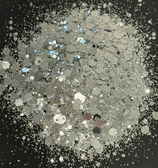 Silver Falls - Chunky/Fine Mix Silver Metallic Glitter
