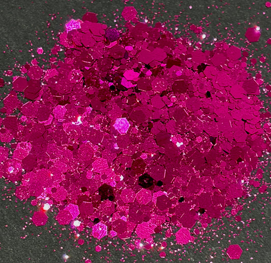 Evening Primrose -  Chunky/Fine Mix Metallic Dark Pink Glitter