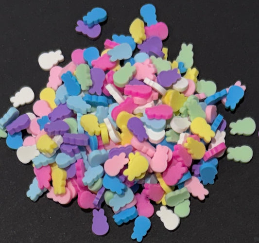 5mm Rainbow Bunny Polymer Clay Slices - 20g Bag